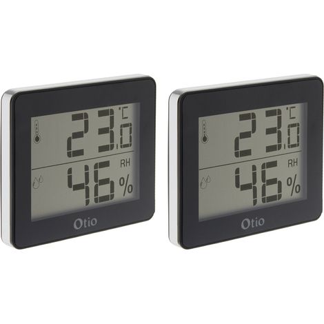 Lot de 2 thermomètres hygromètres noir - écran LCD - Otio (1/5)