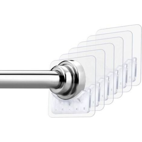 Lot de 6 supports de tringle à rideau de douche adhésifs muraux sans perçage pour salle de bain et cuisine (1/4)
