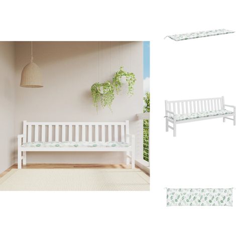 Coussin de banc de jardin motif de feuilles 200x50x7 cm tissu vidaXL
