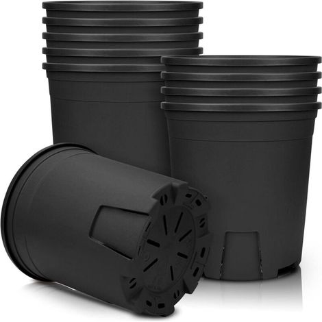 Lot de 10 Pots de Fleurs en Plastique Noir de 16.5 cm pour Plantes succulentes, légumes et boutures (1/5)
