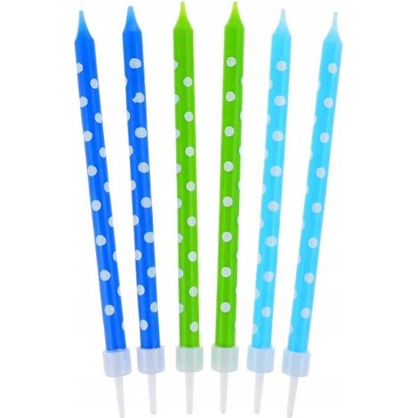 Geburtstagskerzen 24/24, blaue Punkte, 1 Packung