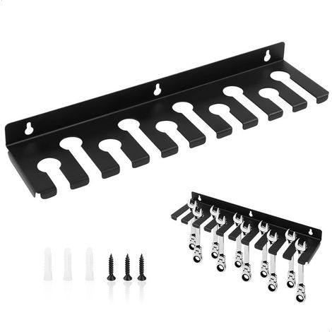 Porte Outils Mural,Rangement Outils Mural en Acier au Carbone avec vis et Chevilles,Rangement Atelier 35cm Pratique pour Garage,Entrepôt,Jardinage,Atelier et Établi (Noir) (1/5)