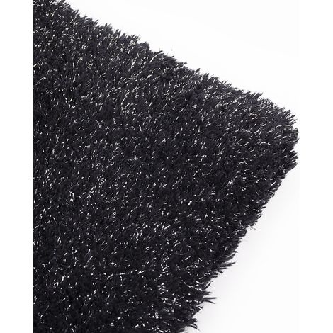 BATHBAZAAR - Tapis de bain LUREX noir en coton - Épais et antidérapant