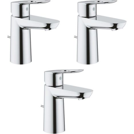 GROHE Lot de 3 Mitigeurs lavabo BauLoop Taille S