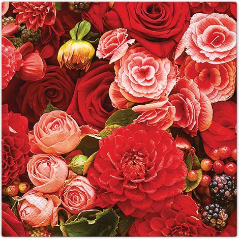 Lot de 20 serviettes en papier renoncules et roses 33 cm