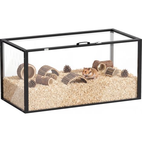 Cage pour hamster - habitat rongeurs - PawHut - transparent de vue panoramique 360° anti-mordillage - acrylique - 105x51x51cm - noir