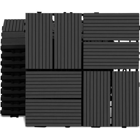 Randaco WPC Terrassenfliesen 30x30 cm Anthrazit 33 Stück 3 m² Klickfliesen Garten Balkon (1/5)