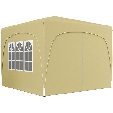 Pavillon 3x3m, wasserabweisend Stabil Winterfest Pop-up Faltpavillon, UV Schutz 50+, Faltbar Partyzelt Gartenzelt mit 4 Seitenteilen Tasche Gartenpavillon für Camping Garten, Sand