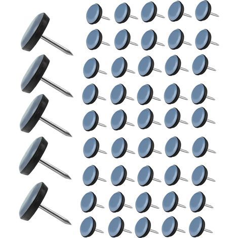 50 Pièces Patin Chaise Teflon à Clouer 19mm Ronde Patins de Meubles en Teflon PTFE Patin de Chaise avec Clou Teflon Patins de Chaise Feutre à clouer pour Chaise Canapé Bureau Table (1/5)