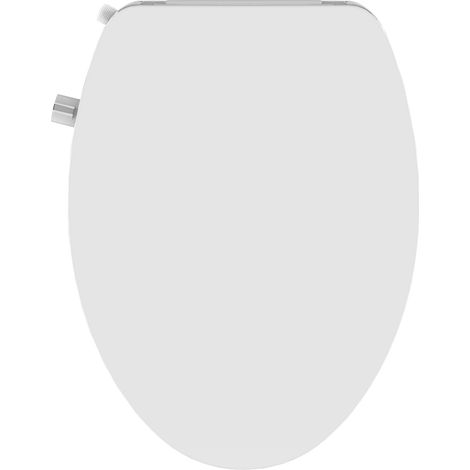 19" Abattant WC rond ou allongé avec bidet intégré – Double buses autonettoyantes – Fermeture silencieuse – Installation facile – Siège confort pour hygiène intime – Blanc (1/5)