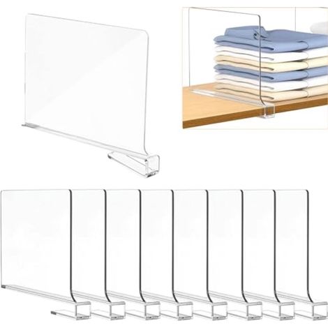 Separadores de estantes transparentes para armarios: prácticos organizadores para ropa y utensilios de cocina. (1/5)