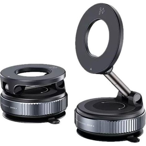 Supporto per telefono da auto con ventosa: supporto magnetico ultra stabile, girevole a 360°/180°, braccio pieghevole e regolabile, ventosa a vuoto. (1/5)