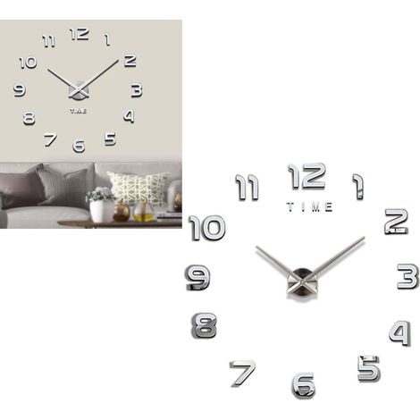 Horloge murale 3D à grands chiffres, silencieuse, simple et élégante, pour salon. (1/5)