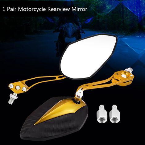 Paire de rétroviseurs universels pour moto (8 mm et 10 mm), jaunes. (1/5)