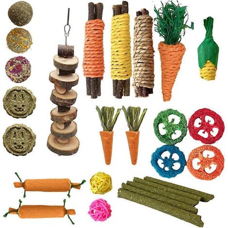 Ensemble de jouets pour petits animaux, rongeurs de compagnie, bâtonnet à mâcher en bois. (1/5)