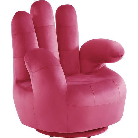 Poltrona a forma di mano girevole in velluto Fucsia - CATCHY (1/5)