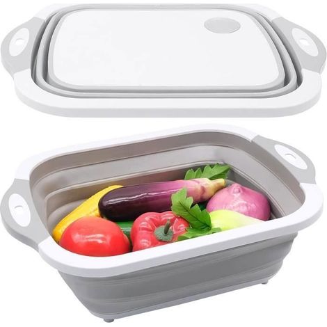 Planche à Découper Pliable Multifonction Planche a Decouper Cuisine Bassine Pliable Planche à Découper Retractable pour Caravane, (1/4)
