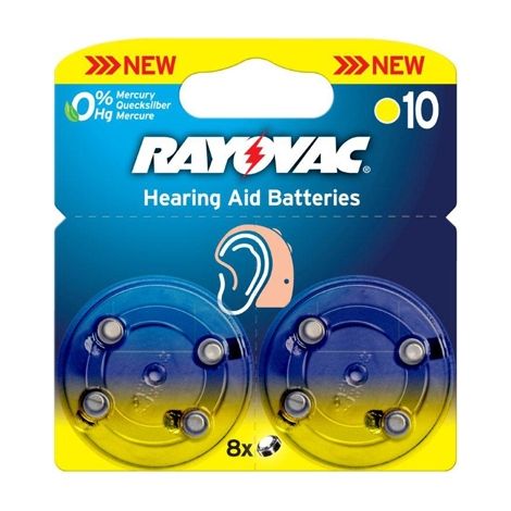Pack de 8 piles auditives 10 rayovac PR70