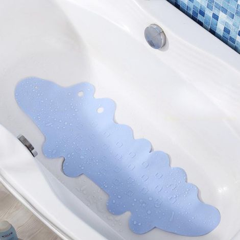 Niedliche, rutschfeste Badematte in Krokodilform mit Saugnäpfen für das Familienbad: Blau