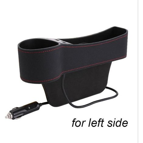(à gauche) Organisateur de rangement pour siège auto, compartiment latéral de console centrale avec double port USB et porte-gobelet, accessoires intérieurs auto (1/5)