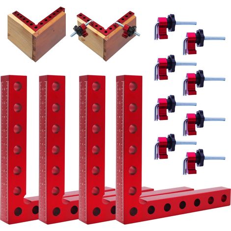 4 Stück Winkelspanner 90° Positionierklemme Rechtwinklige Messklemme für Zimmermannswerkzeug,140mm Holzbearbeitungsklemme mit Präzisionswinkel (1/5)