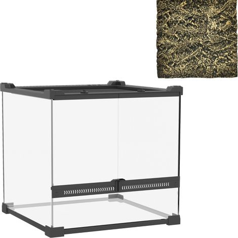 Terrario de vidrio para reptiles 30x30x30 cm con fondo elevado impermeable y cierre (1/5)