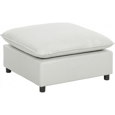 Quadratischer grauer Pouf 75x75x40 cm, Fußhocker fürs Wohnzimmer mit Kunststofffüßen, Ottoman für Schlafzimmer, Eingangsbereich, Wohnzimmer.