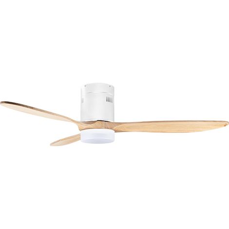 Ventilateur de plafond avec lumière LED Orgebozo  Télécommande  Silencieux  3 pales en bois de 132 cm  Mode Hiver-Été