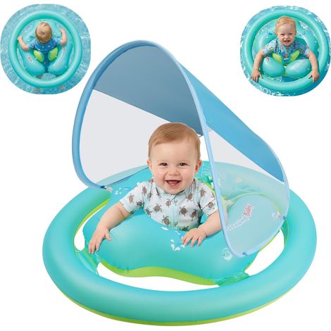 JSSEVN-Bouée bébé avec Pare-Soleil Amovible UPF50+, Bouee Bebe 12 à 36 Mois (1-3 Ans), Siège de Natation, Piscine pour Enfants (1/5)