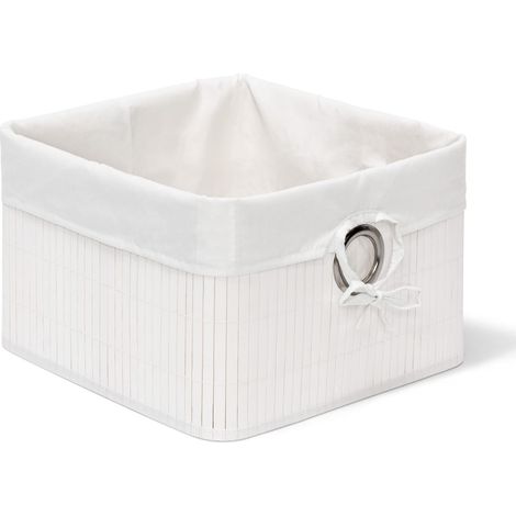 Corbeille Panier de rangement Housse amovible poignée Boîte de stockage étagère armoire H x l x P 20 x 31 x 31 cm- blanc (1/5)