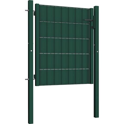 Portail de clôture en PVC et acier 100x100 cm vert (1/4)