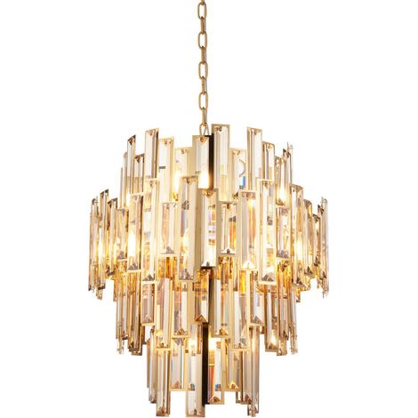 Endon Viviana Plafonnier à effet doré, cristal champagne, 12 x E14