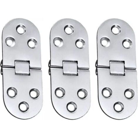 Lot de 3 charnières de table en alliage (argent) en acier inoxydable, charnière rabattable pour porte pliante, pour tiroir, table, bureau, machine à coudre, argent (1/5)