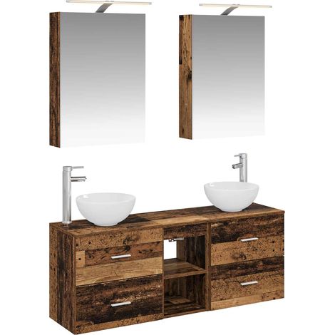 Ensemble d'armoire de salle de bain 5 pcs Bois ancien vidaXL (1/5)