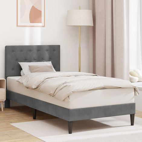 Estructura de cama Gris oscuro 90 x 190 cm Terciopelo (1/5)