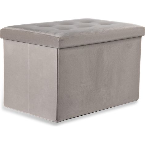 Pouf - Leobert - Xl - Velours Beige - 60 X 38 X 38 Cm