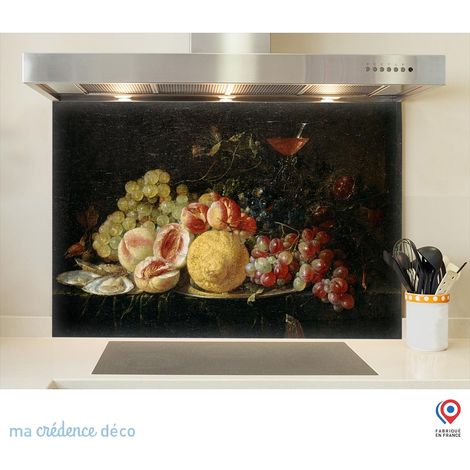 Fond de hotte : Jan Davidz de Heem, Citron et raisins - Verre trempé - 90 cm - 60 cm (1/5)