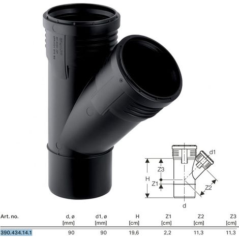 Geberit Silent-PP derivazione 45°, DN 90 / 90, 390.434.14.1