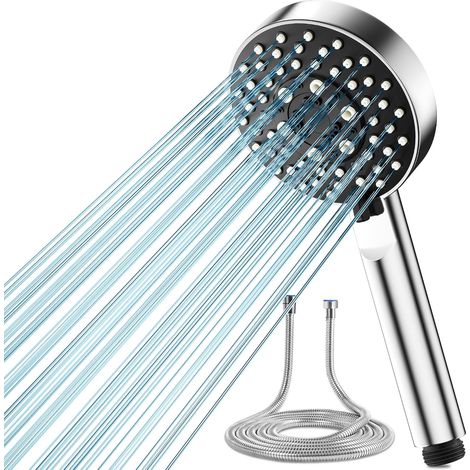 Duschkopf mit Schlauch 2M,Hochdruck Duschkopf mit 5 Sprühmodi Turbolader-Design, Handbrause Wassersparend Duschbrause für Niedrigen Wasserdruck (1/5)