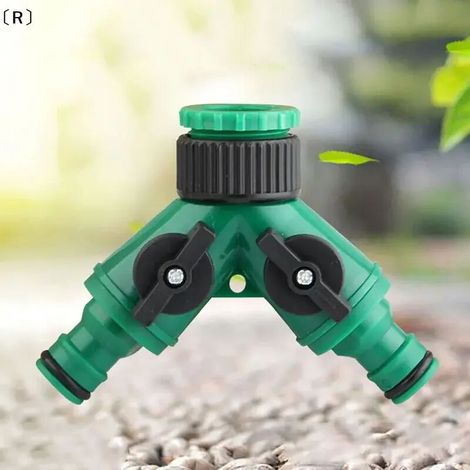 (Vert)〔R〕Raccordeur d'arrosage en Y à 2 voies avec filetage femelle 3/4" pour tuyau d'arrosage, interrupteur réglable et vanne de contrôle d'eau
