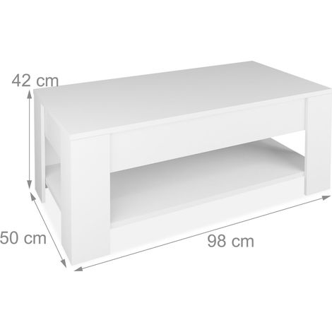 Tavolino da salotto rettangolare con piano sollevabile 42 x 98 x 50 cm pratico design industriale in truciolato nero 130015732