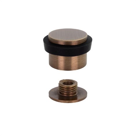 Butée De Porte Adhésive 24 x 20 mm Base filetée Caoutchouc Noir Laiton Finition Cuir Vieilli Outils, Vis + Cheville De Fixation Compris Mod. I-191/24x19-B-DUAL-CU (1/3)