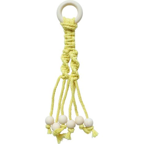 Présentoir à bananes fait main en corde de coton avec perles en bois, pour la cuisine (1/4)