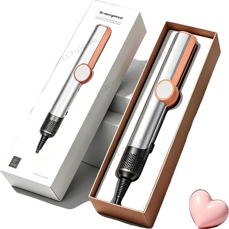 Plancha de pelo con tecnología de iones negativos, control inteligente de temperatura, color gris claro, enchufe europeo de 220V-240V. (1/2)