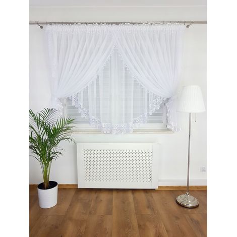 Tenda in voile con pizzo guipure 400x160cm (1/5)