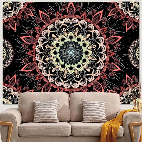Tapisserie Murale Mandala Psychédélique Boho Bohemian Maison Décoration avec Kit d'Installation 210 X 150 CM Tissu (1/5)