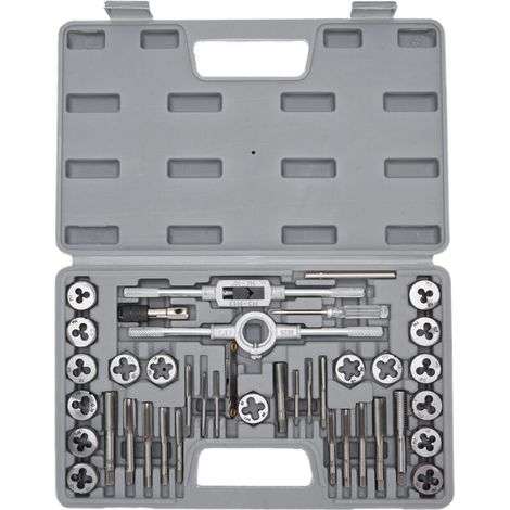 40 pièces SAE Tap and Die Set 4 to 1/2 pouce Alloy Steel UNC Cool Unft-Fine NPT Threads Tool Kit d'outils (1/5)
