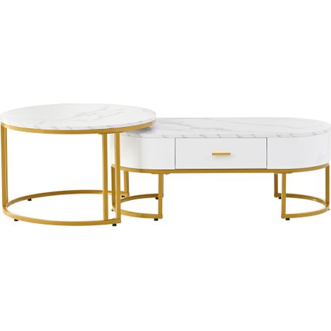 Soges Couchtische 2-teilig Tischgestell Metall Gold, Edle Wohnzimmertische, Moderne Satztische (1/5)