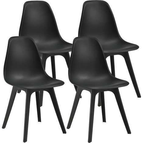 Juego de 4 sillas de diseño Silla de cocina Silla de comedor Silla de plástico negro 030003708