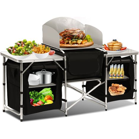SWANEW Cucina da campeggio 174x104x40cm, mobili da campeggio, mobile da campeggio con telaio in alluminio (1/5)
